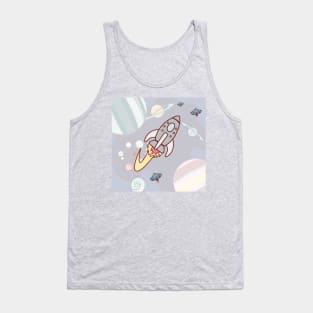 Space Ships in Outer Space Retro Tank Top